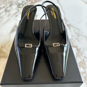 Saint Laurent blade patent leather slingback